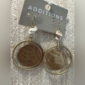 0281- Chicos Gold and Brown Hoop Earrings